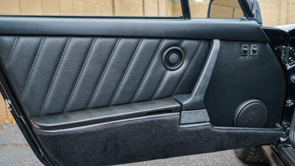 A car door panel in leather
