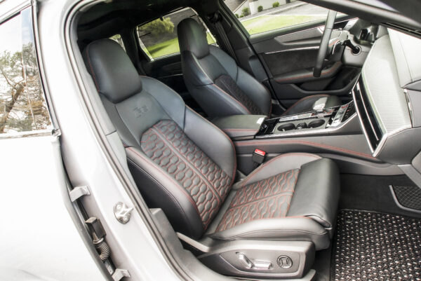 Black Leather Interior w Red Stitching 2021 Audi RS6 Avant