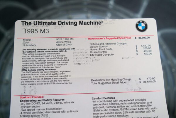 The Ultimate Driving Machine BMW 1995 M3
